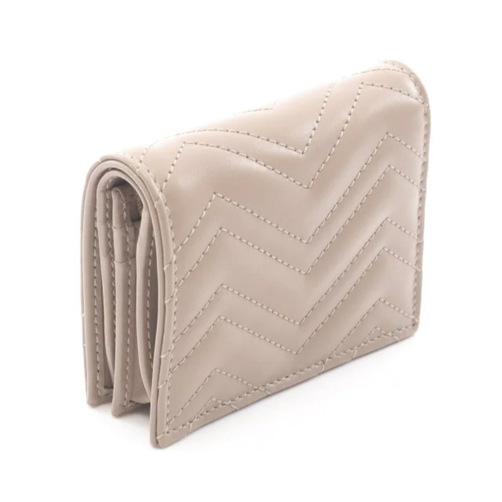 Gucci Bi Beige Leather GG Marmont fold Wallet